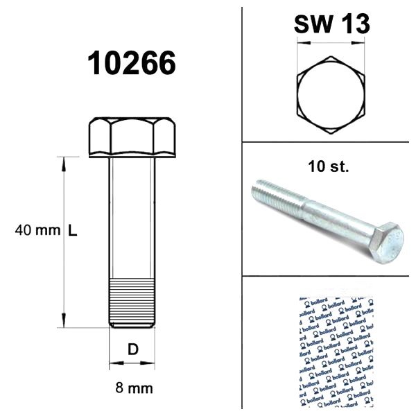 Vis M8x40 acier zingué 8,8 (x10)