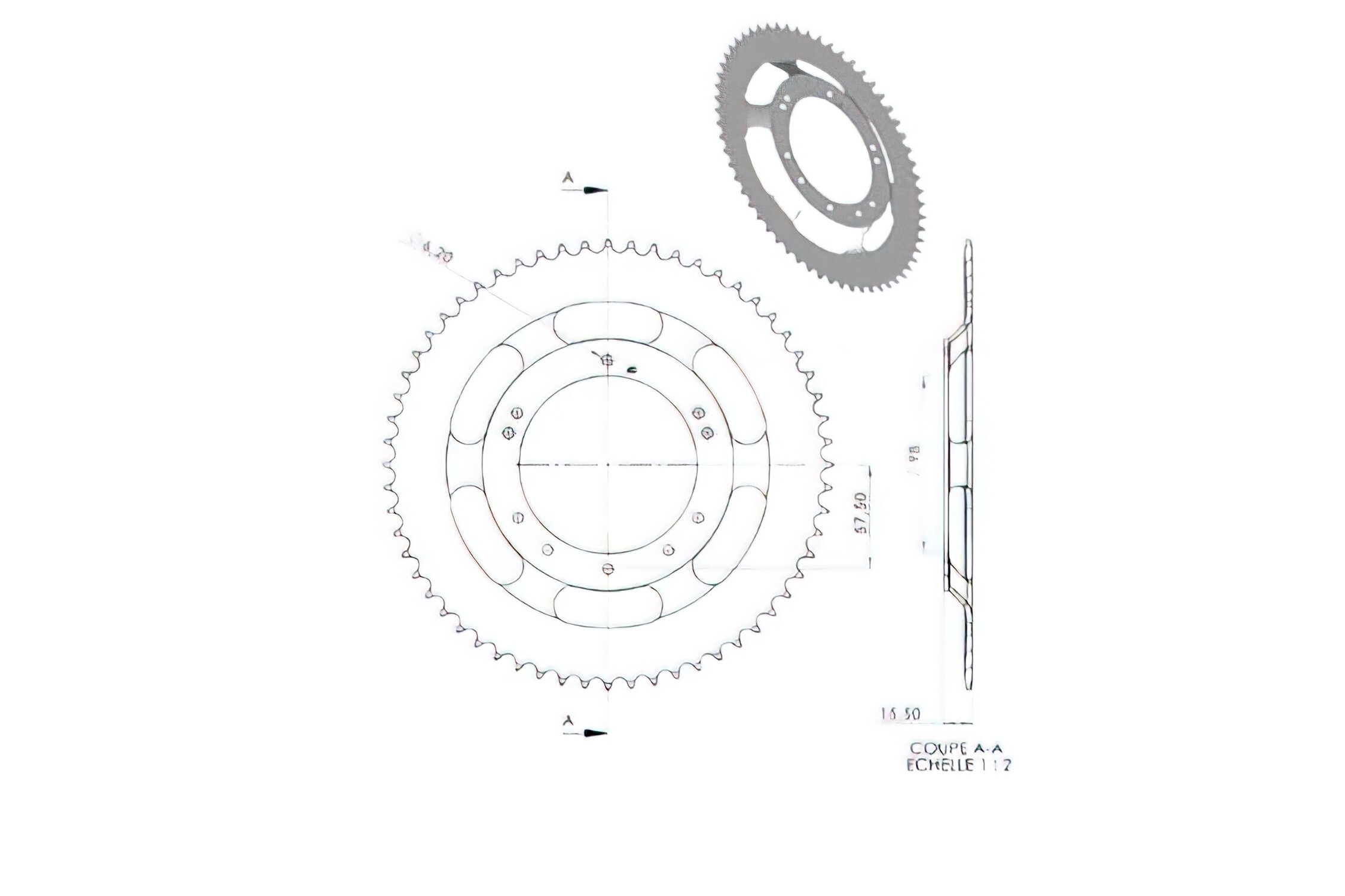 Couronne 60 dents Peugeot 103 SPX / RCX