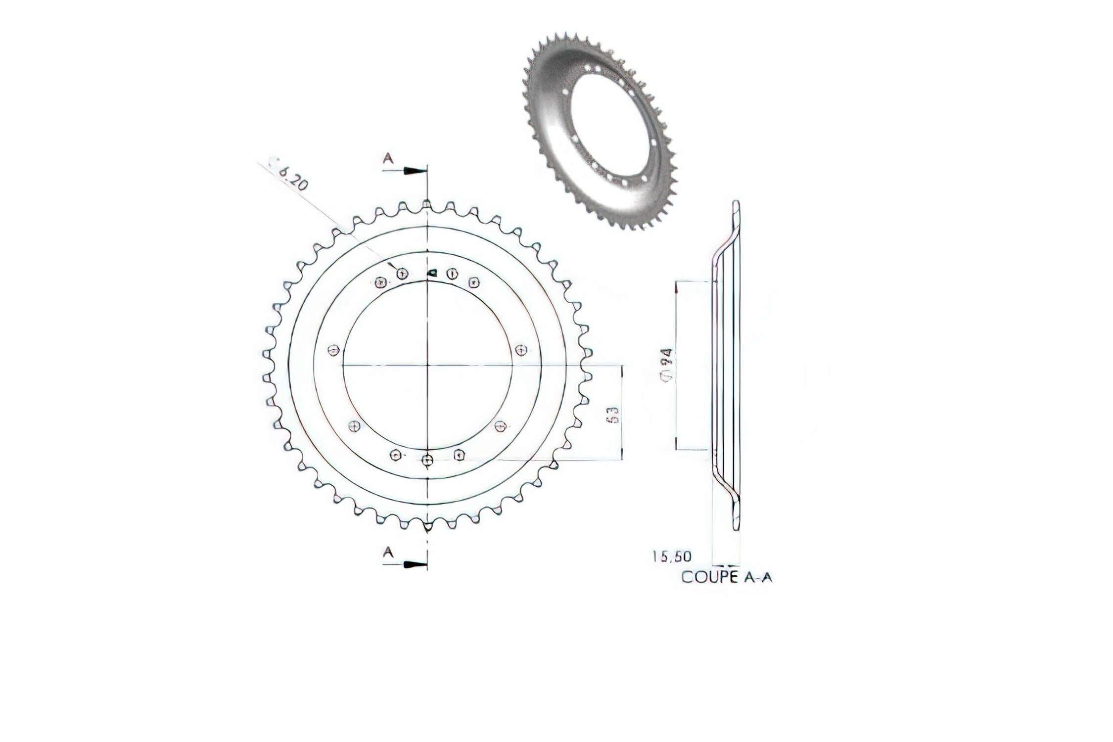 Couronne 42 dents Peugeot 103 SP / MV