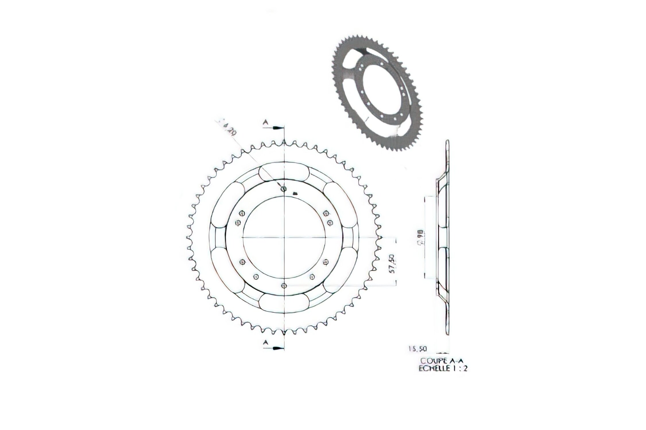 Couronne 56 dents Peugeot 103 SPX / RCX