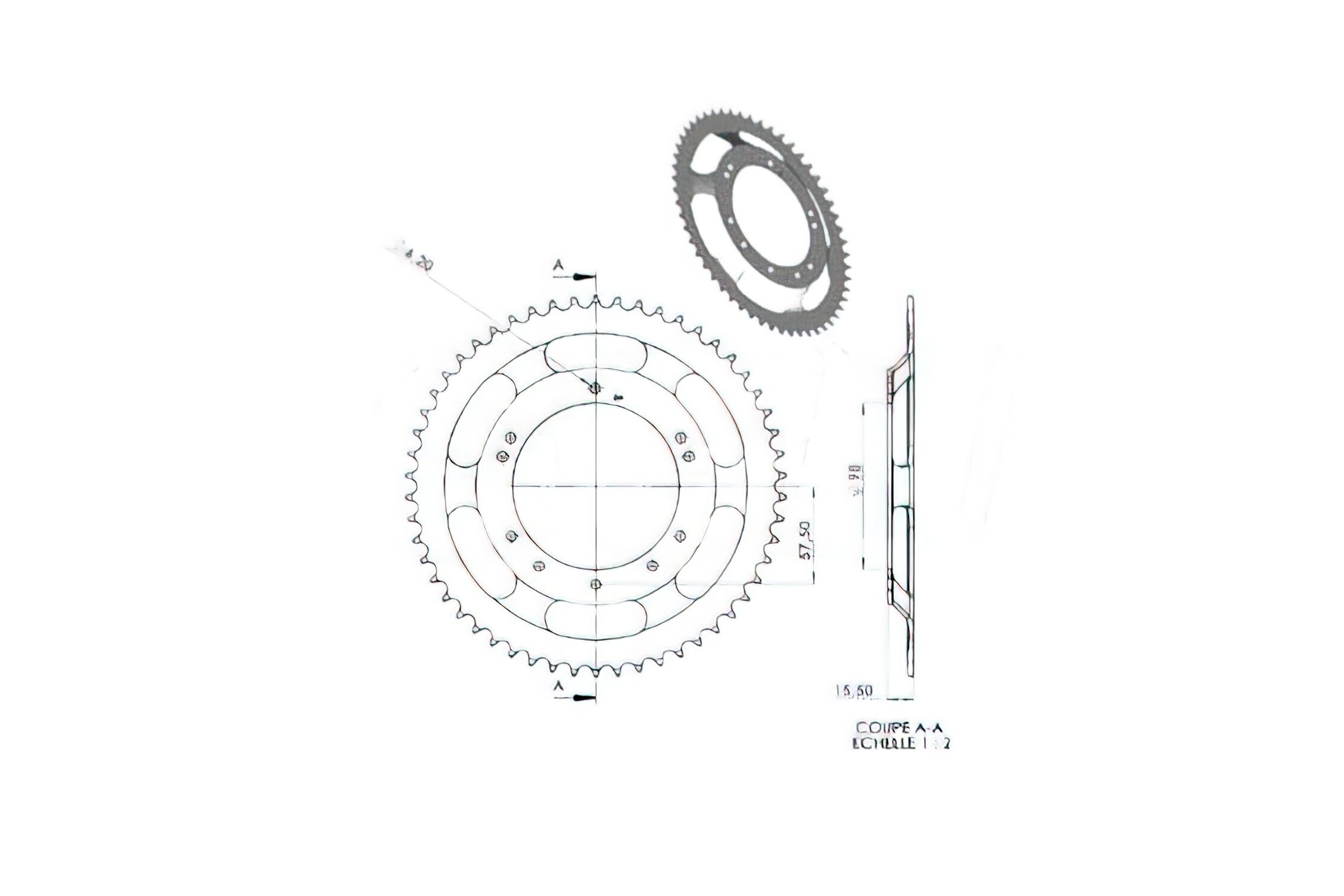 Couronne 54 dents Peugeot 103 SPX / RCX