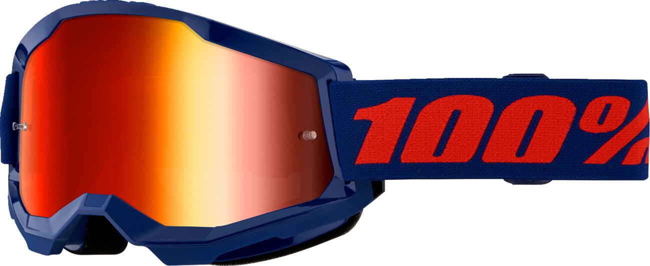 100% Masque Strata 2 bleu marine écran rouge miroir