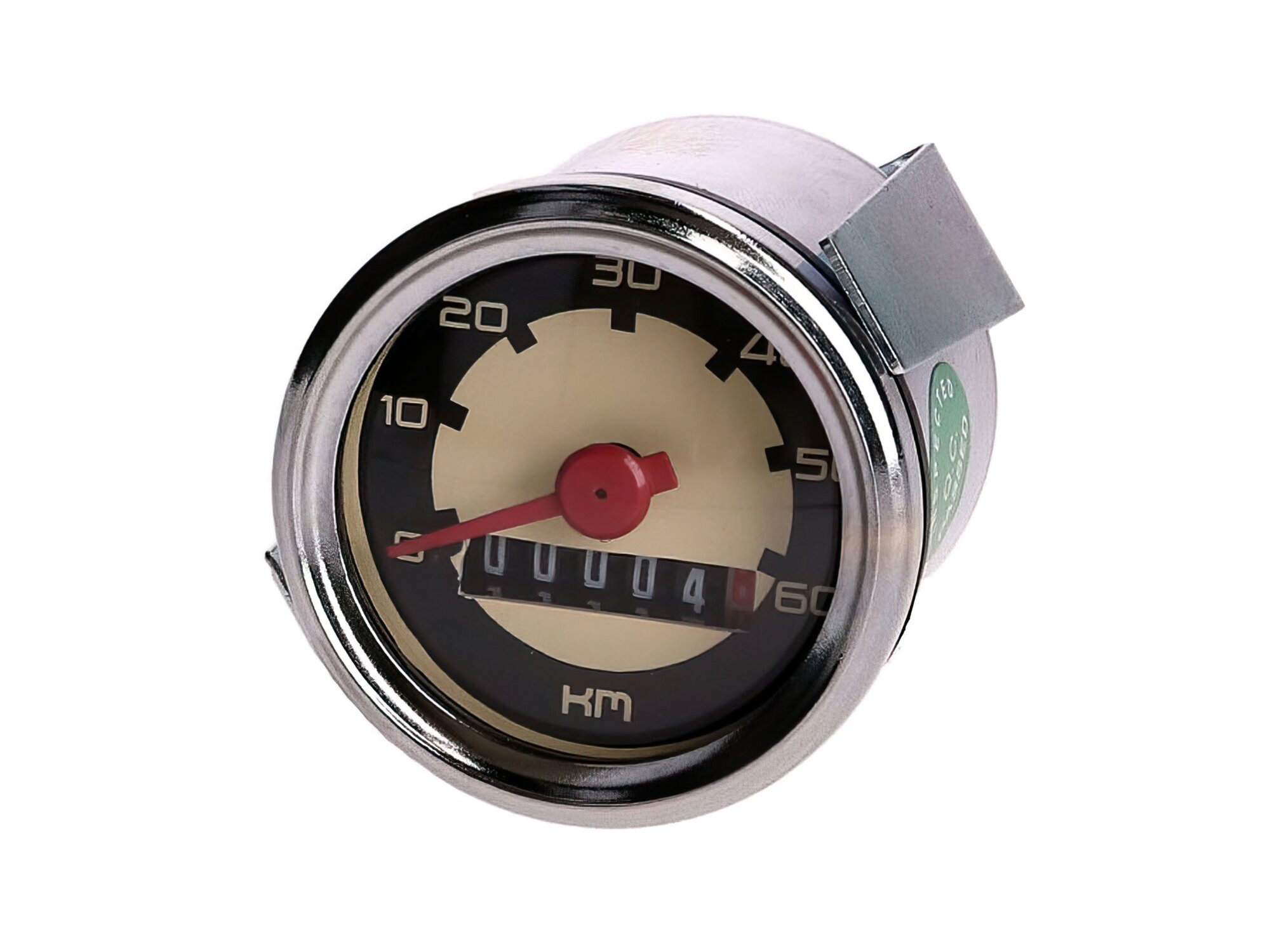 Compteur de vitesse rond d.48mm - 60km/h blanc universel Mobylette