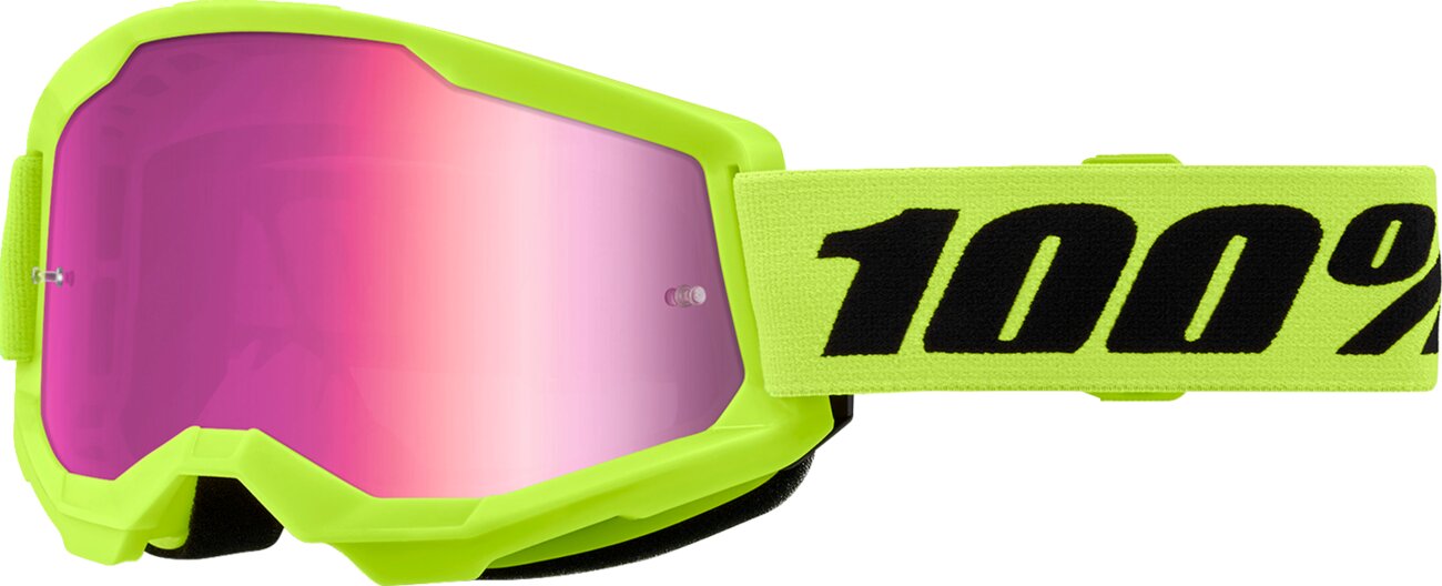 100% Masque Strata 2 jaune fluo écran rose miroir