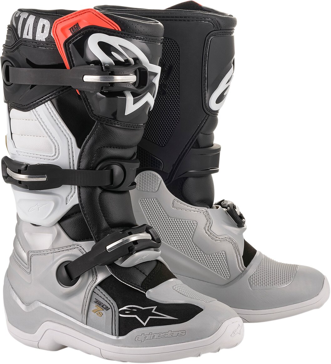 Bottes Alpinestars Tech 7S argent / noir / rouge 42