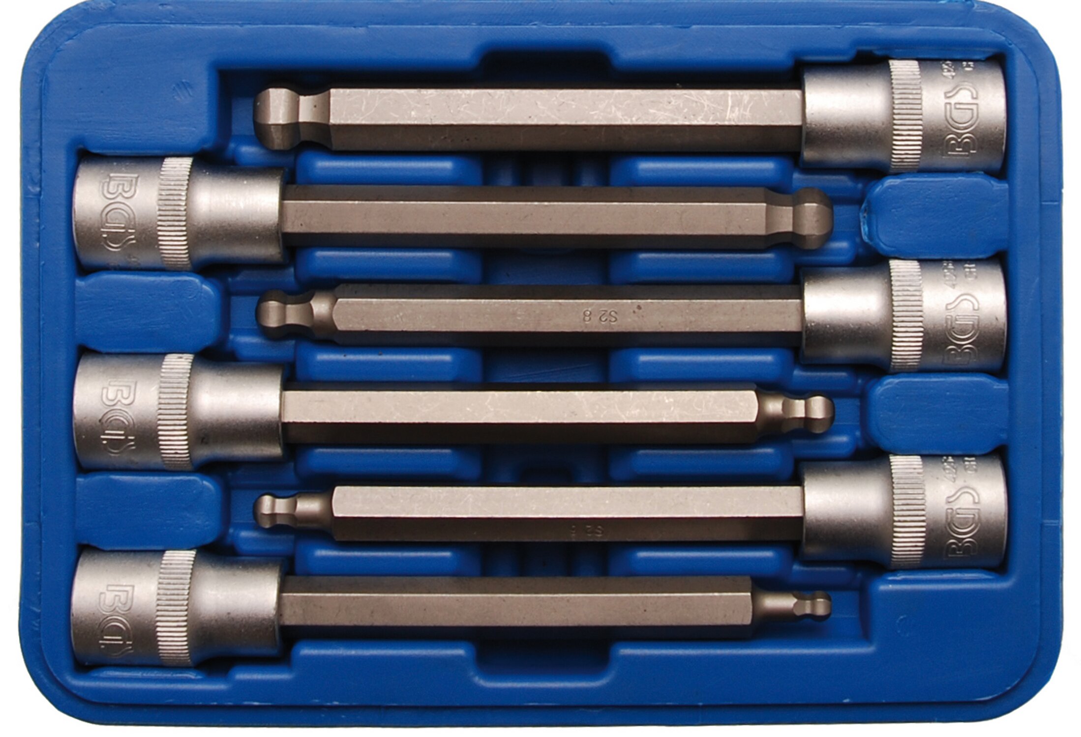 Jeu de douilles à embouts BGS 12,5 mm (1/2) six pans intérieurs avec tête sphérique 5 - 12 mm 6 pièces