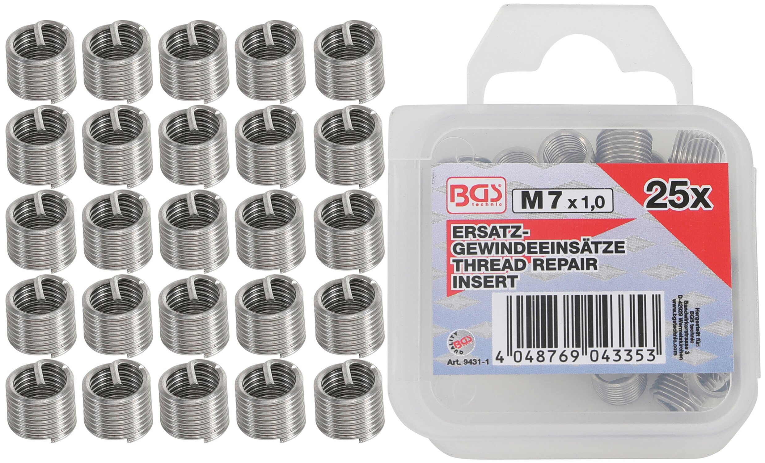 Inserts taraudés BGS M7 x 1,0 mm 25 pièces