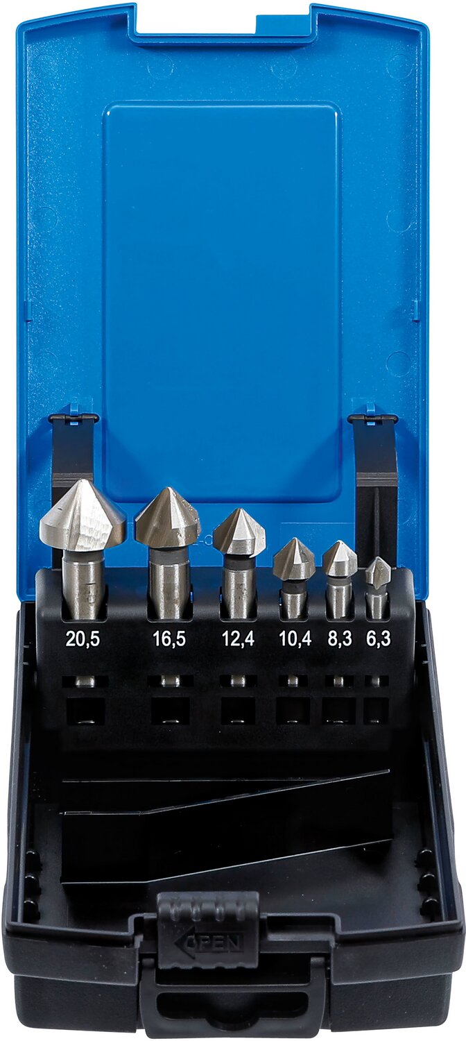 Jeu d’embouts à chanfreiner BGS HSS, DIN 335 Form C 6 pièces