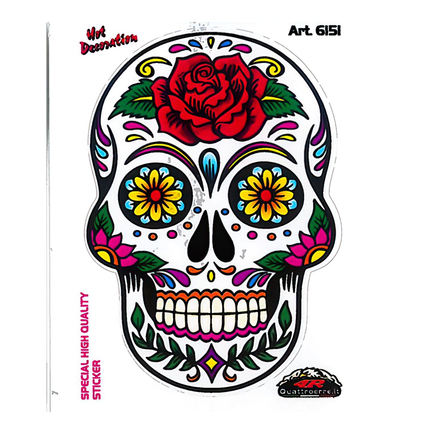 Standard Parts Autocollant Tête de mort Mexicaine 10x12cm