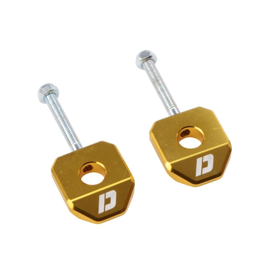Tendeur de chaîne axe de roue 12mm Doppler Alu CNC Or Derbi / Gilera / Aprilia