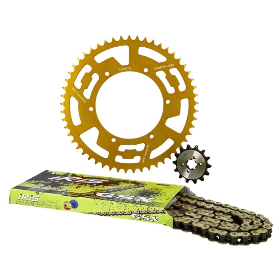 Kit chaîne Alu Or 14x53 - 420 Doppler Derbi GPR / Aprilia RS4