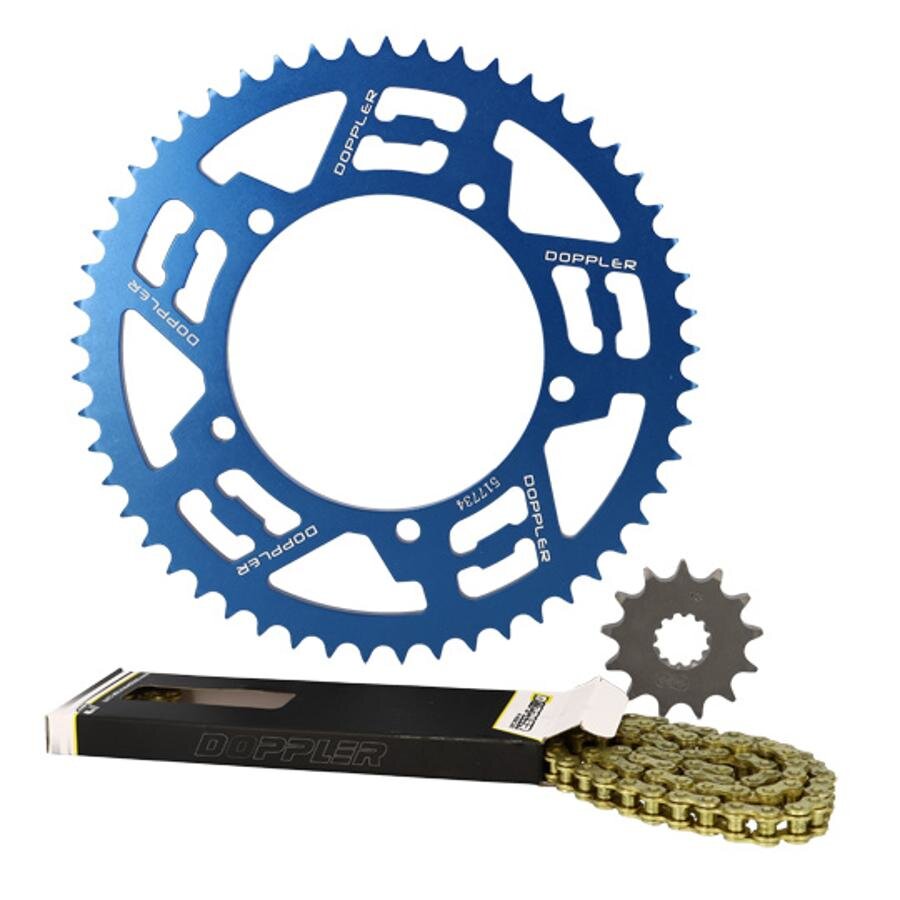 Kit chaîne Sherco 50 Doppler 13x53 - 428 alu Bleu