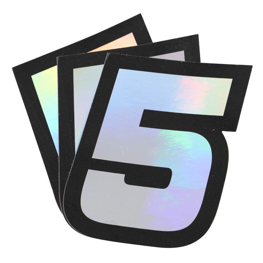 Autocollant numéro 5 Doppler Holograpique 10x7,5cm (x3)