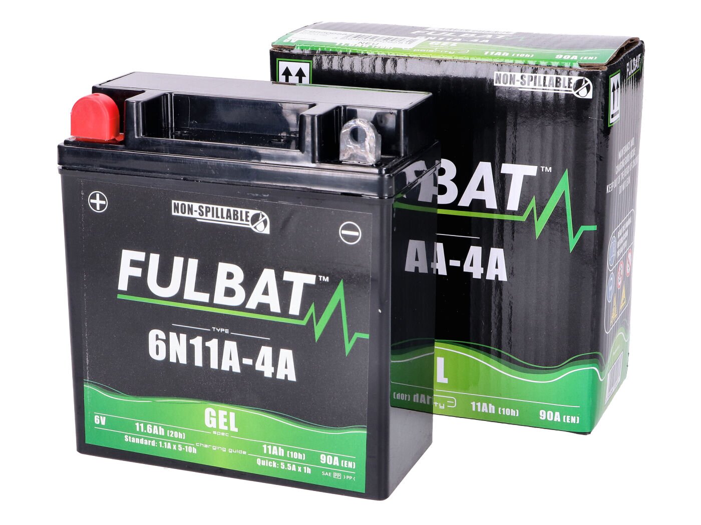 Fulbat Batterie 6V - 11Ah 6N11A-4A gel sans entretien - prête à l'emploi