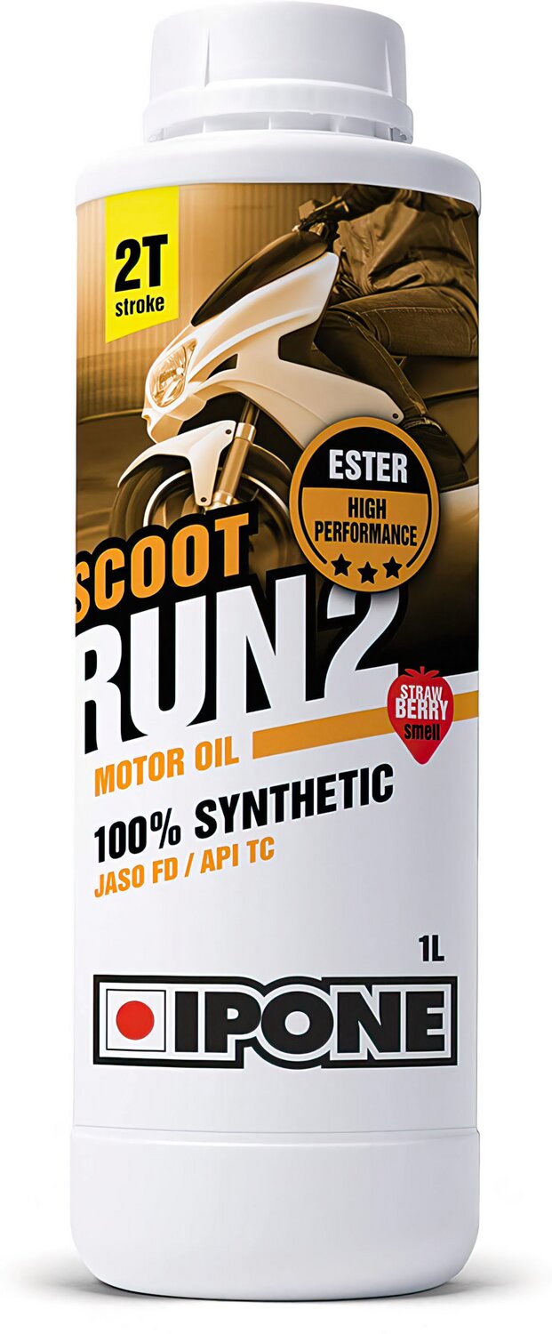 Huile moteur 2 temps Ipone Scoot Run 2 Fraise 100% synthétique 1L