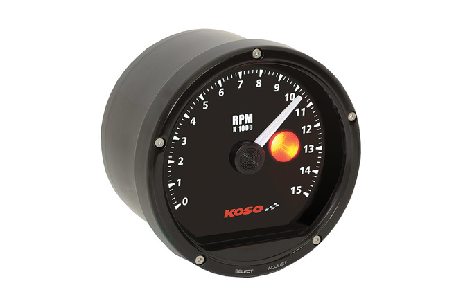 Compte-tours Koso TNT Noir avec shiftlight max 15000 trs/min