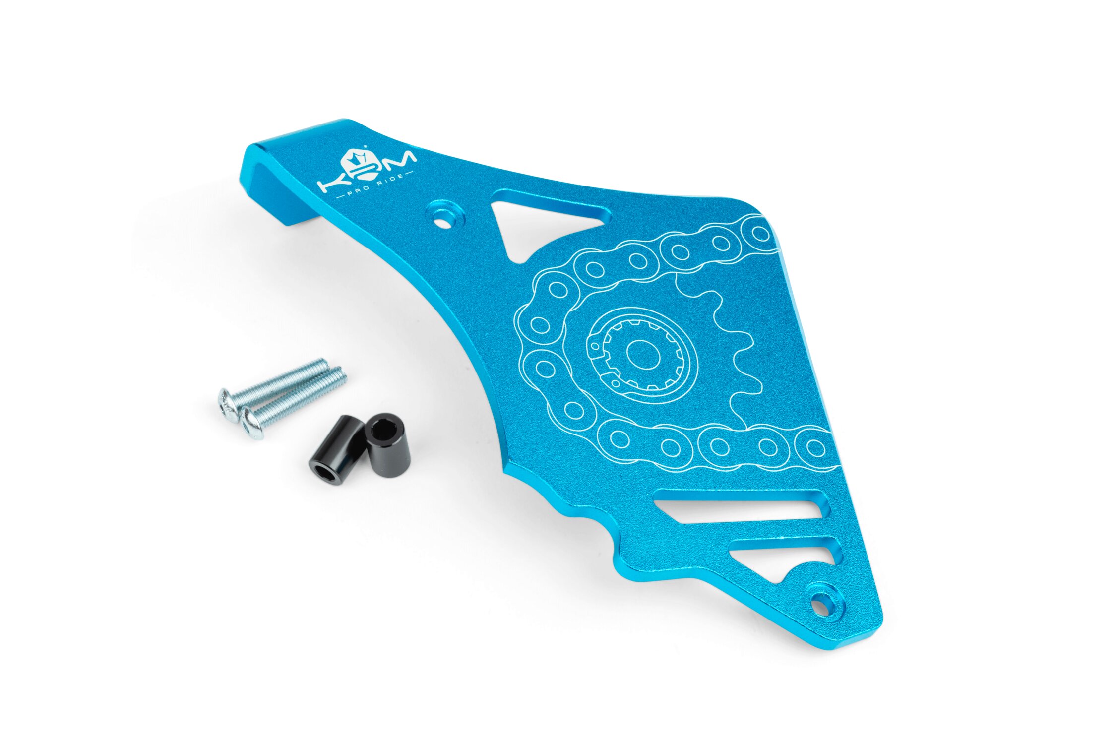 Cache pignon KRM AM6 avec butée de biellette turquoise