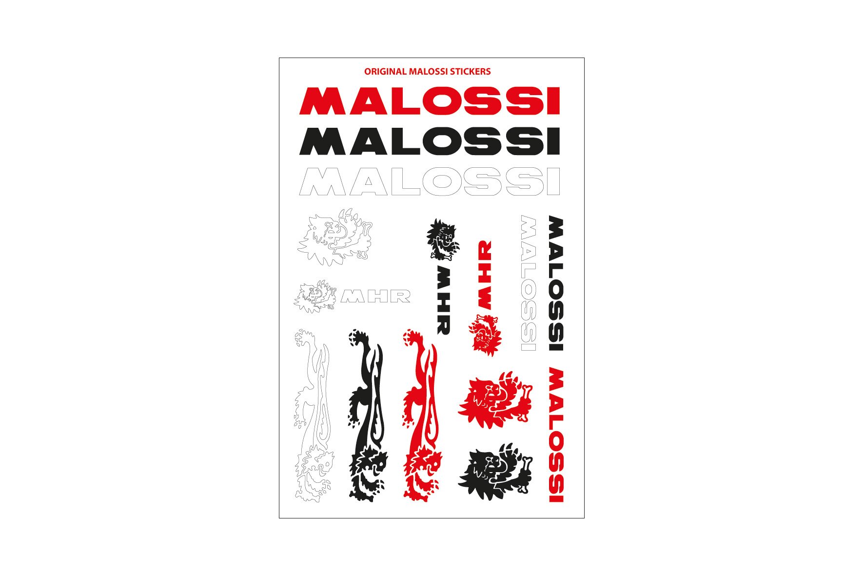 Planche autocollants Malossi Mini Noir / Rouge / Blanc