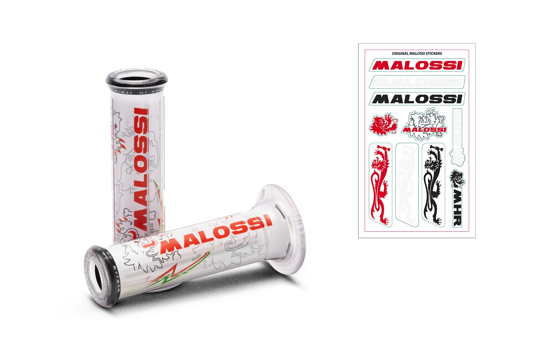 Poignées Malossi Tribal blanc / argent Open End