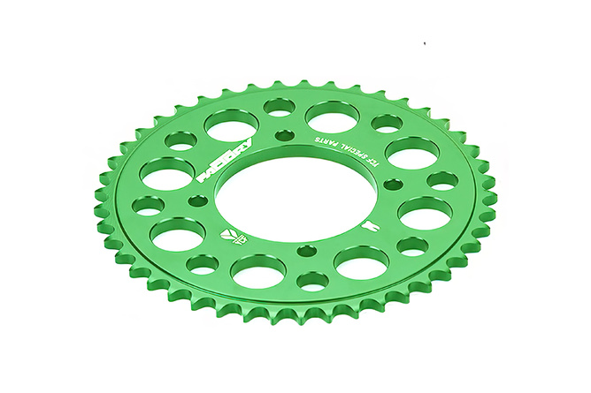 Couronne alu taillée dans la masse 420 - 37 dents - 4 vis YCF Pit Bike vert
