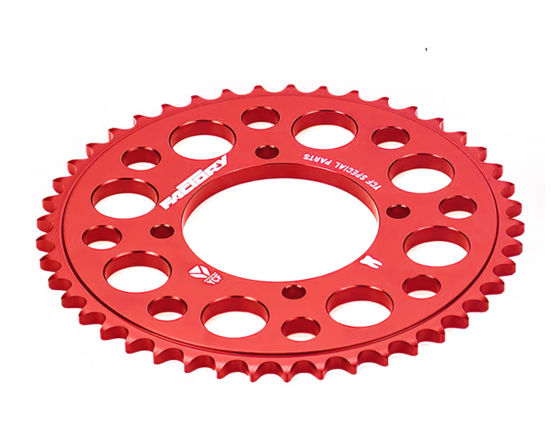 Couronne alu taillée dans la masse 420 - 39 dents - 4 vis YCF Pit Bike rouge