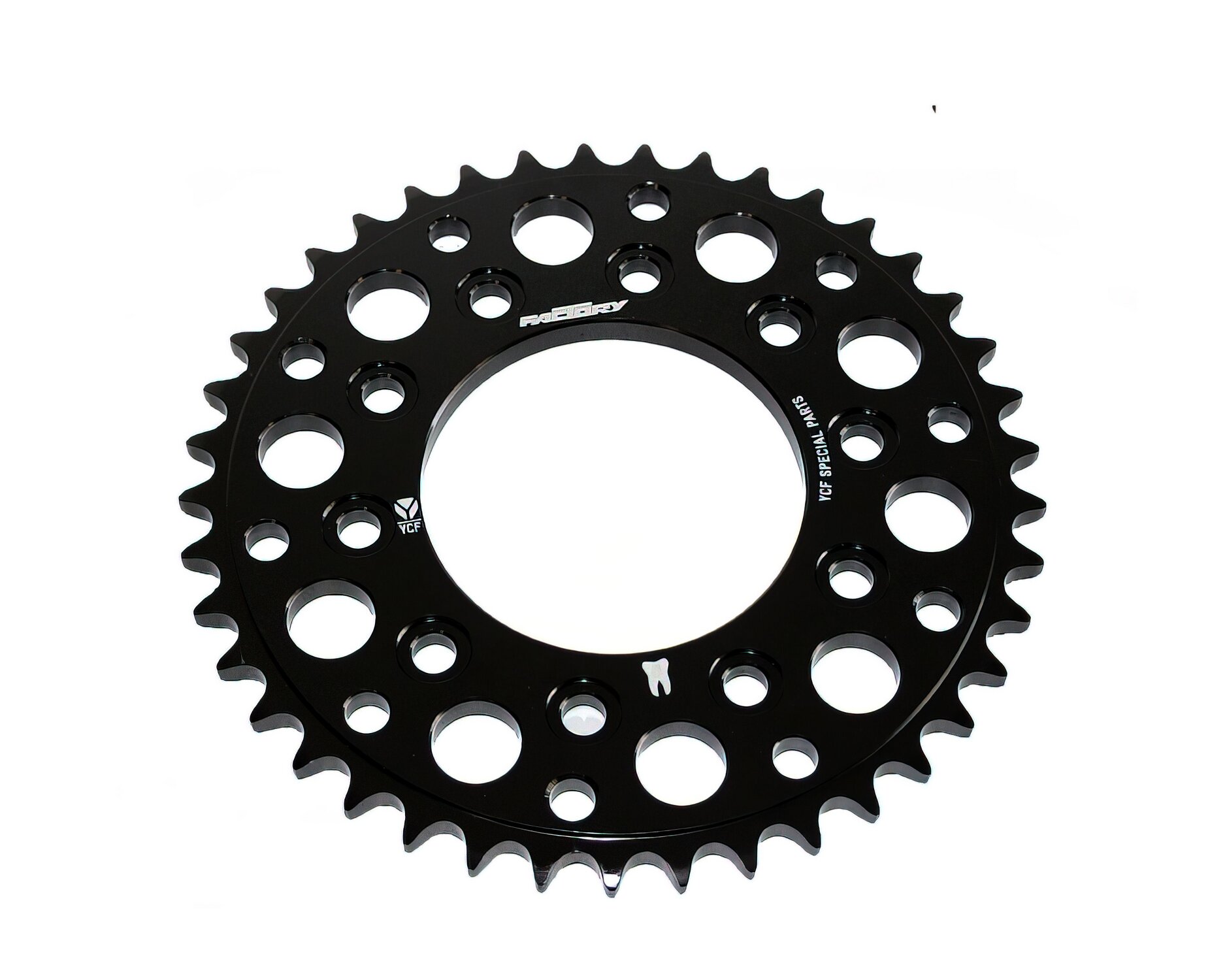 Couronne alu taillée dans la masse 420 - 43 dents - 5 vis YCF Pit Bike noir