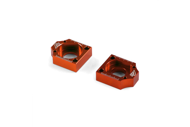 Tendeurs alu de chaîne CNC d.15mm Volt Racing Pit Bike / Dirt Bike Orange