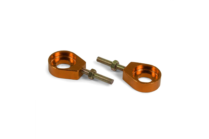 Tendeurs alu de chaîne rond d.12mm Pit Bike / Dirt Bike Orange