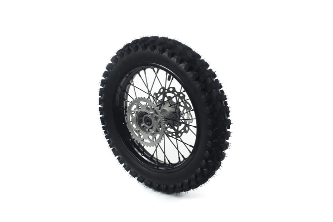 Roue arrière acier d.15mm - 16 avec pneu YUANXING Pit Bike / Dirt Bike Noire