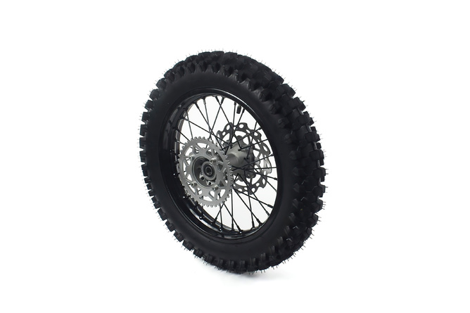 Roue arrière acier axe 15mm - 14 avec pneu Yuanxing Pit Bike / Dirt Bike Noire