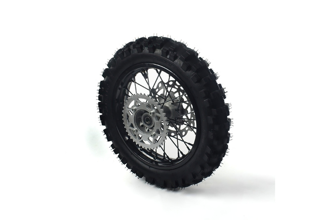 Roue arrière acier axe 12mm - 12 avec pneu Yuanxing Pit Bike / Dirt Bike Noire