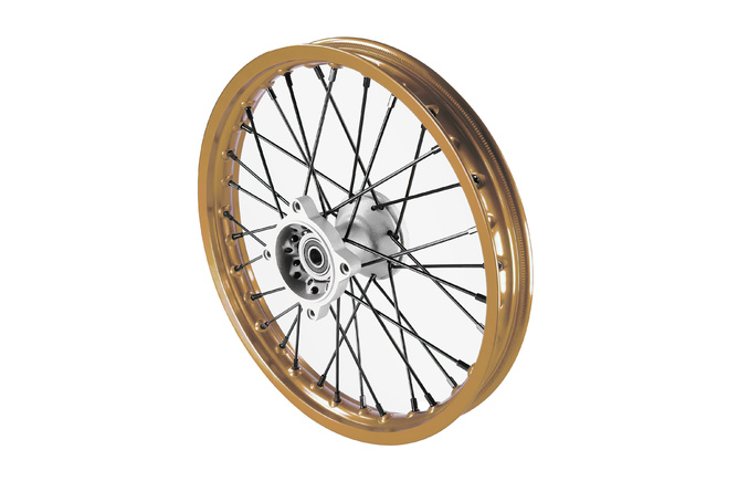 Roue avant moyeu alu axe 15mm - 14 Pit Bike / Dirt Bike Or