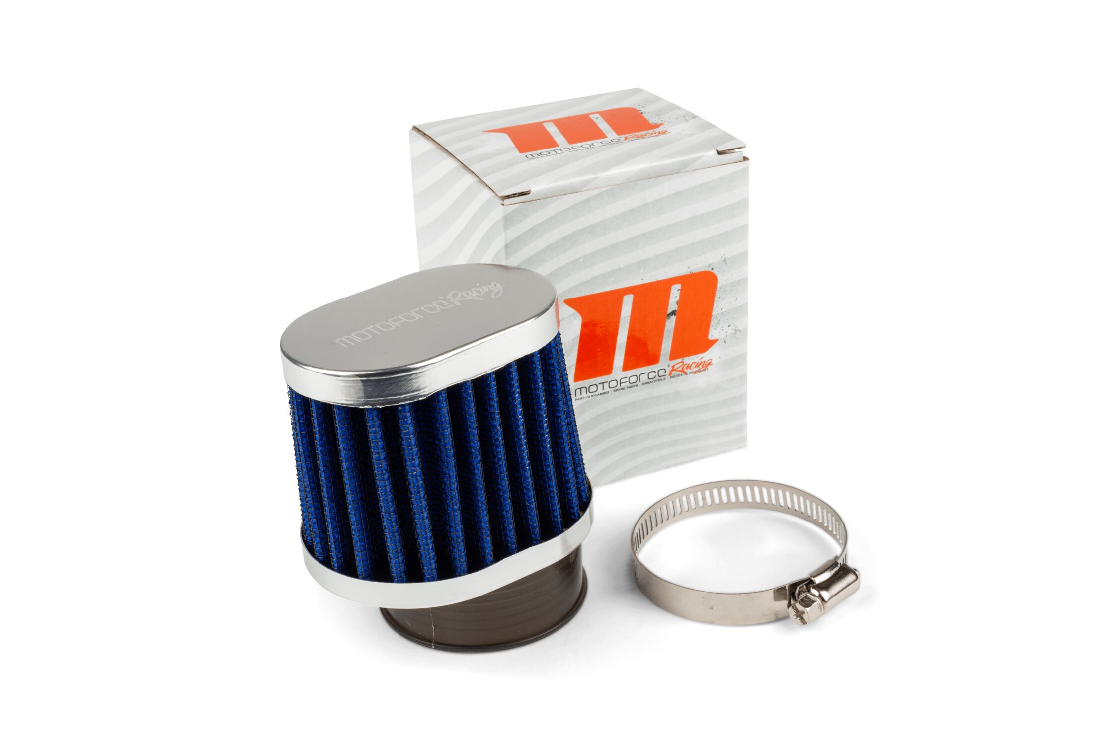 Filtre à air Motoforce Racing PWK type BMC Bleu/Chromé