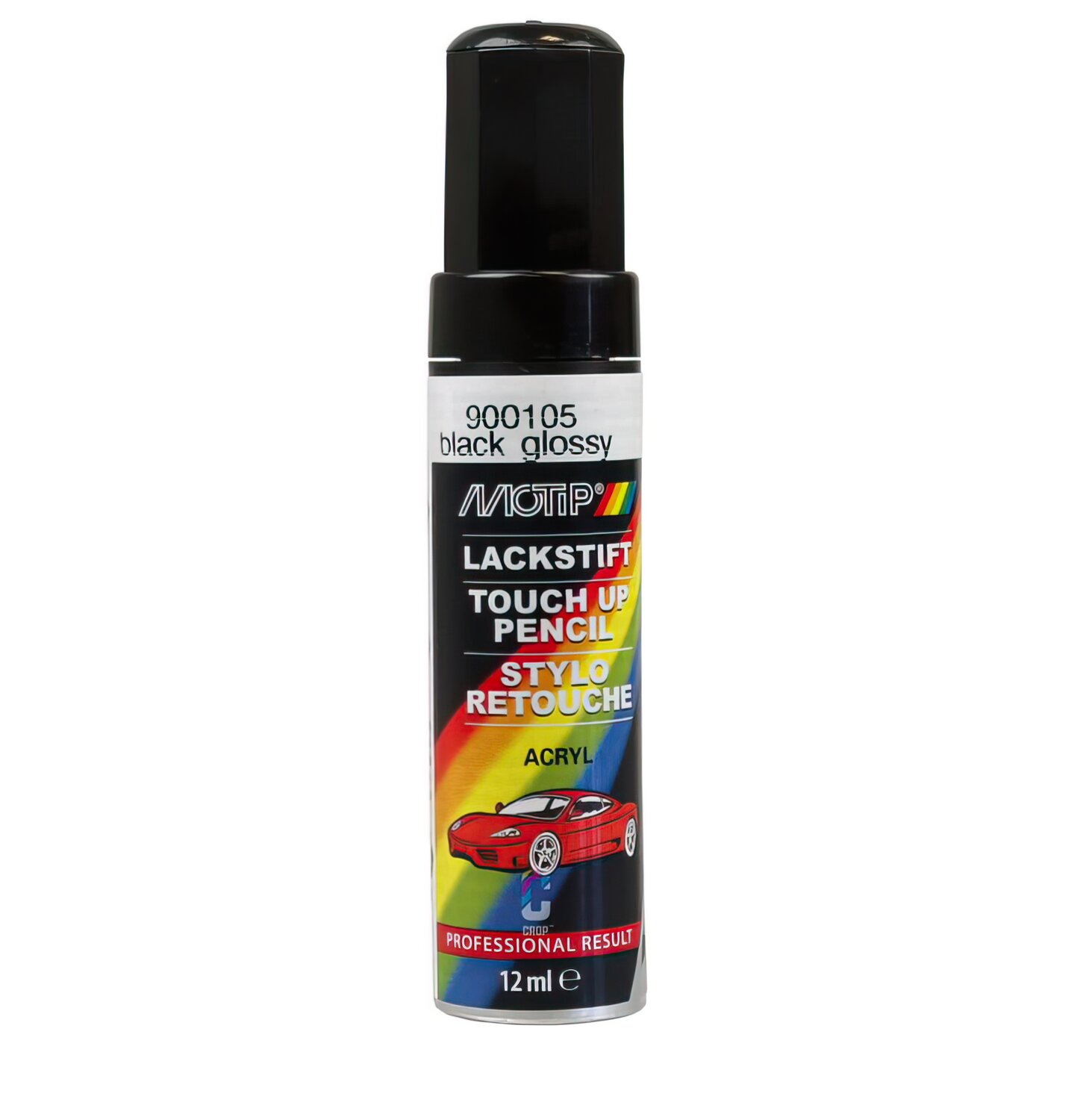 Stylo de retouche peinture noir brillant Motip 12ml