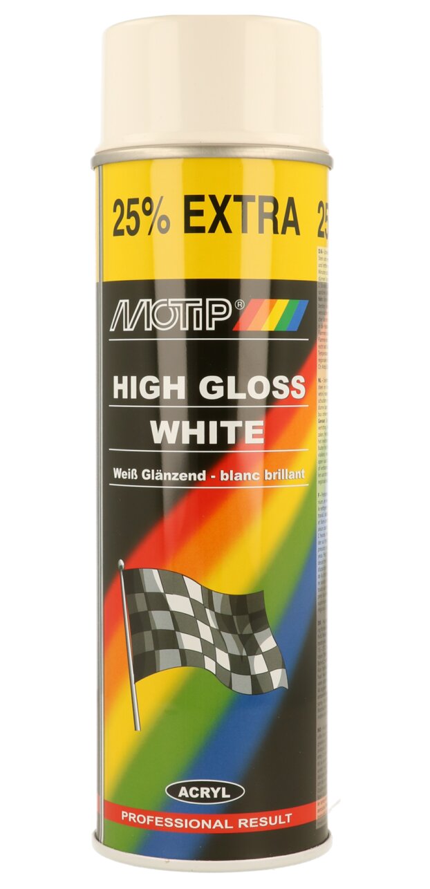 Motip Bombe de peinture blanc brillant 500ml (Aérosol)