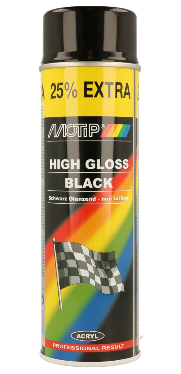 Motip Bombe de peinture noir brillant 500ml (Aérosol)