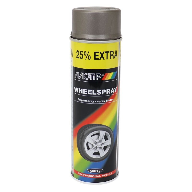 Bombe de peinture pour jantes gris acier Motip 500ml (Aérosol)