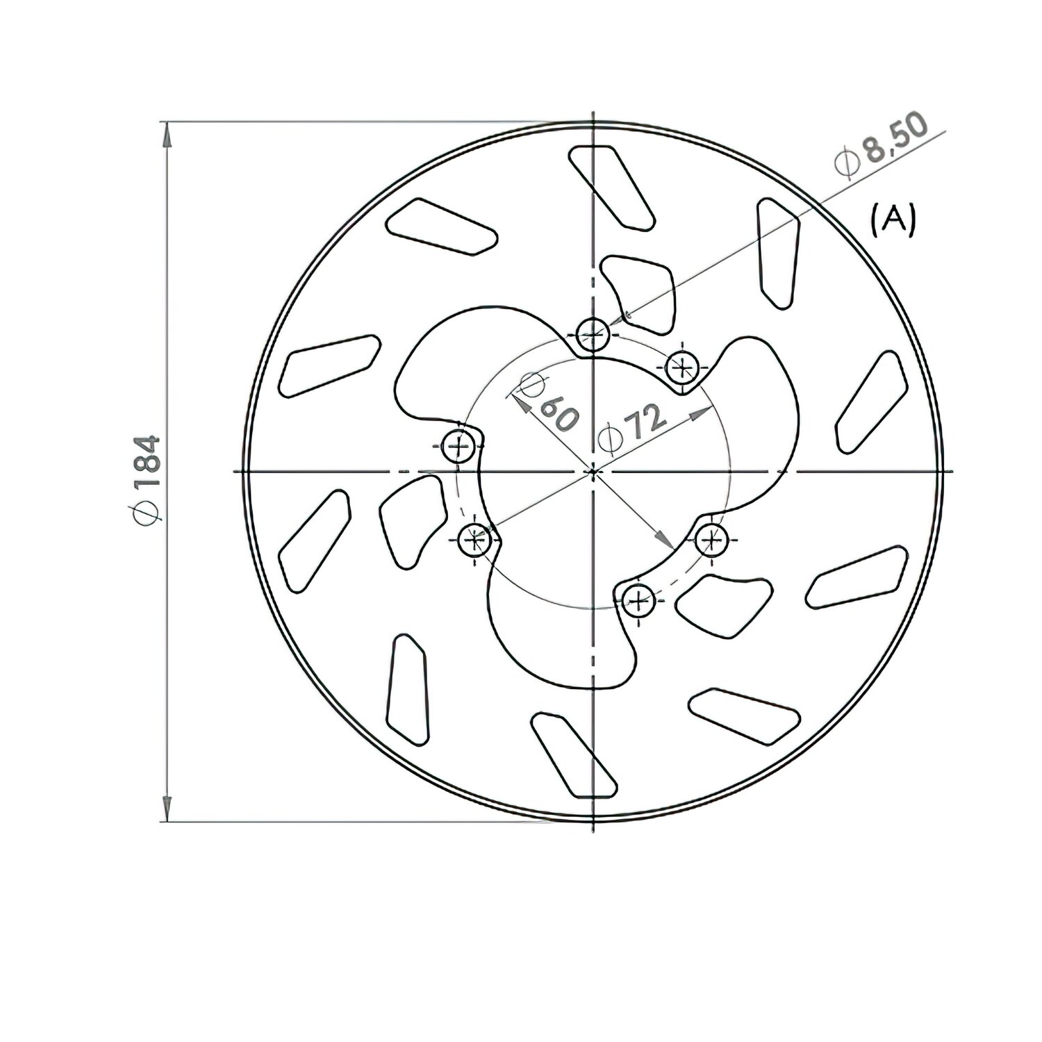 Disque de frein arrière 184mm NG Brake Disc Gilera GSM