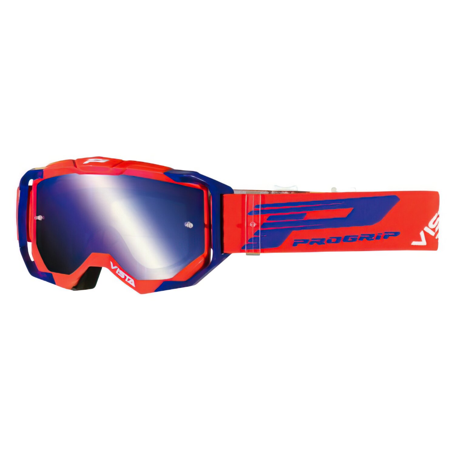 Masque cross ProGrip 3303 rouge / bleu avec écran miroir bleu