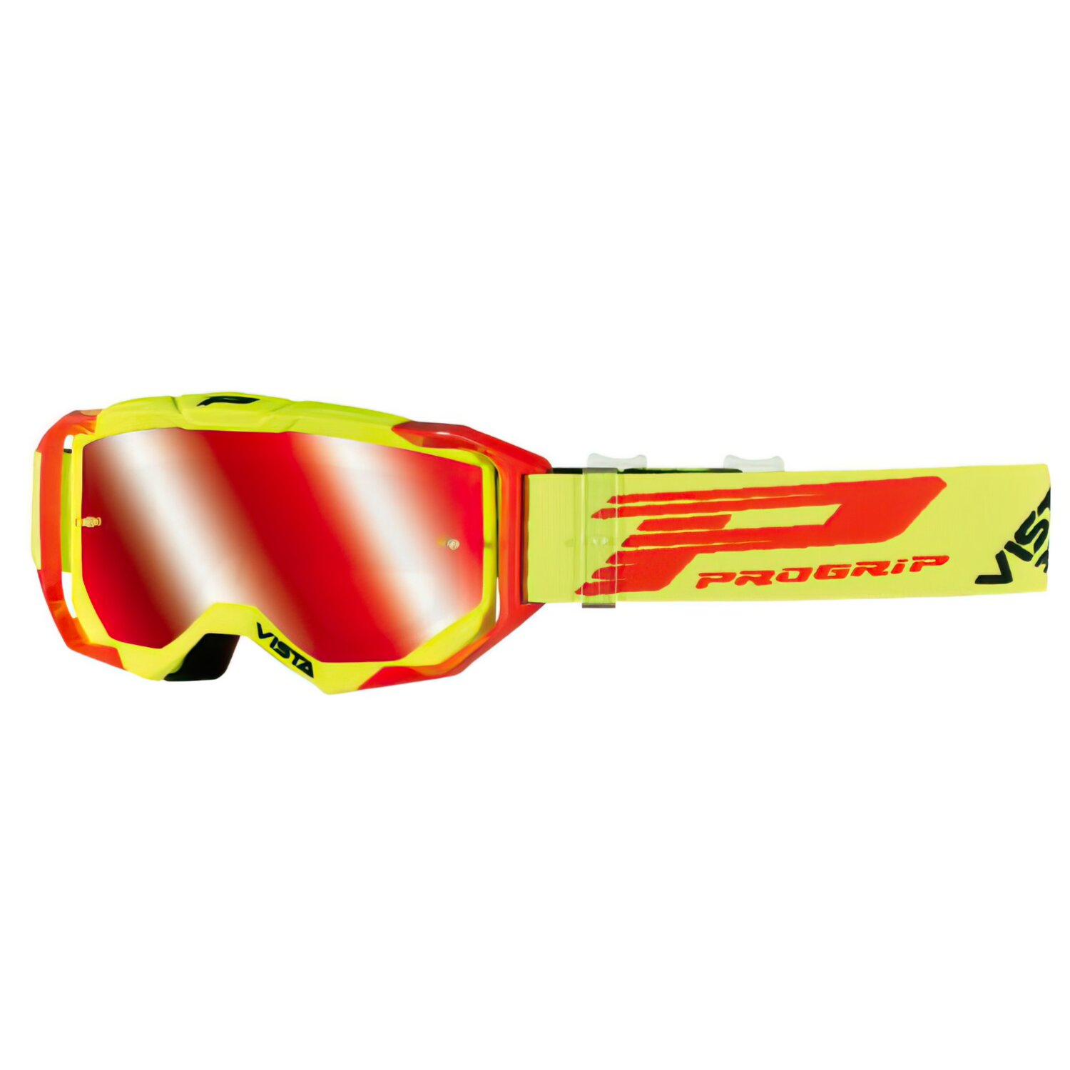 Masque cross ProGrip 3303 jaune fluo / rouge avec écran miroir rouge