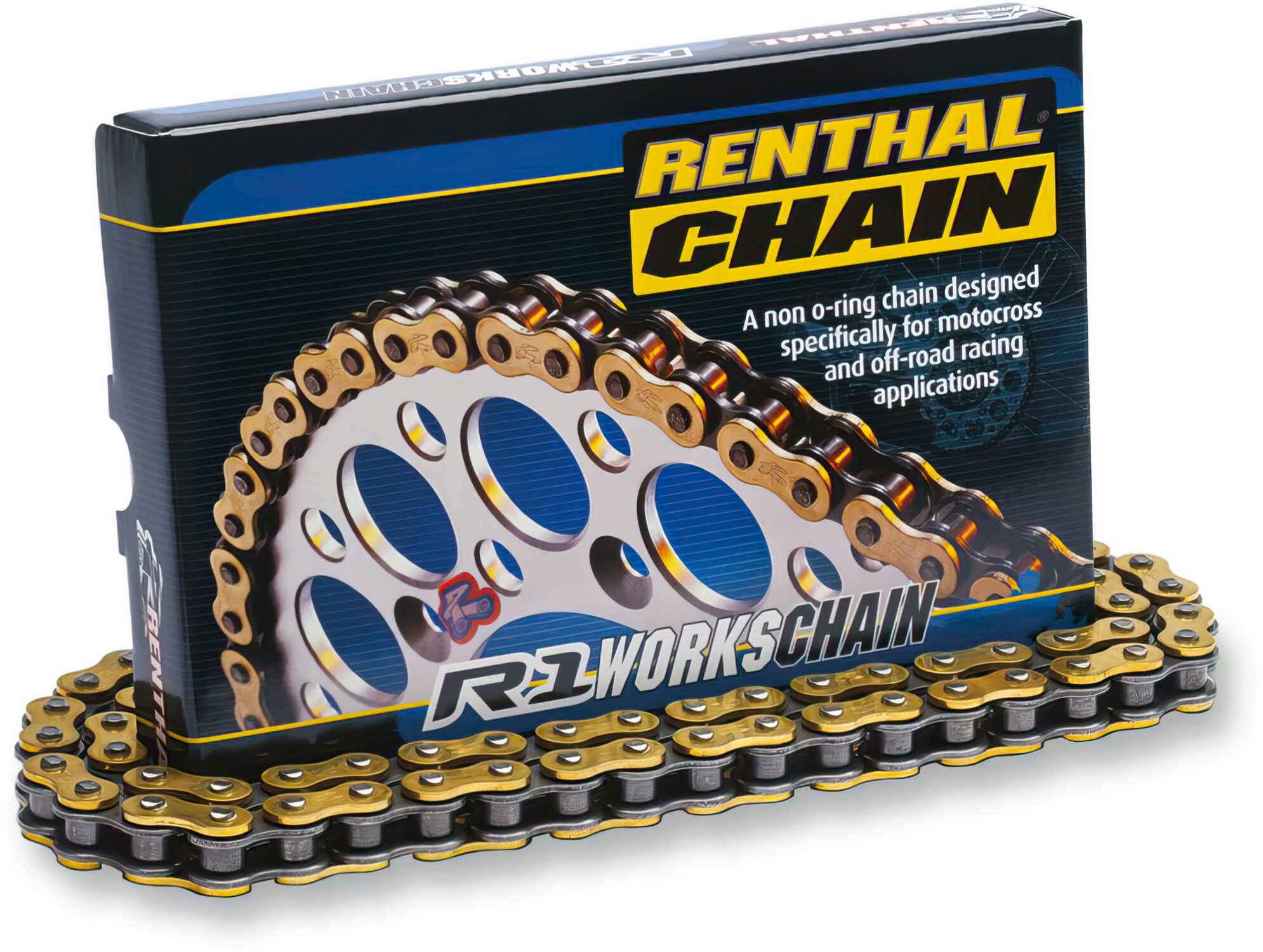 Chaîne de transmission RENTHAL 520 R1 Works or/noir 120 maillons - type clip