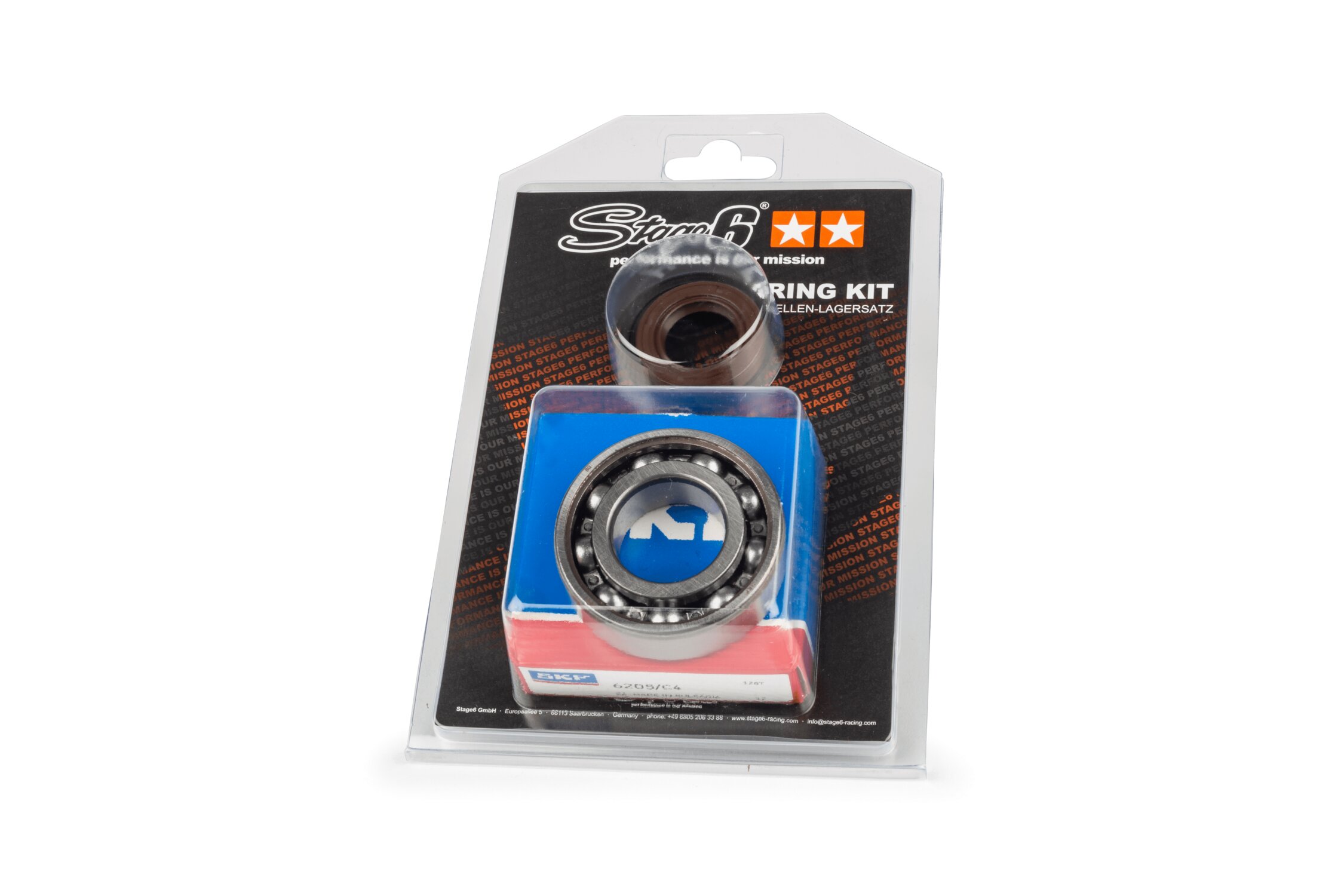 Roulements vilebrequin et joints spi Stage6 C4 cage acier Minarelli 100cc 2 tps