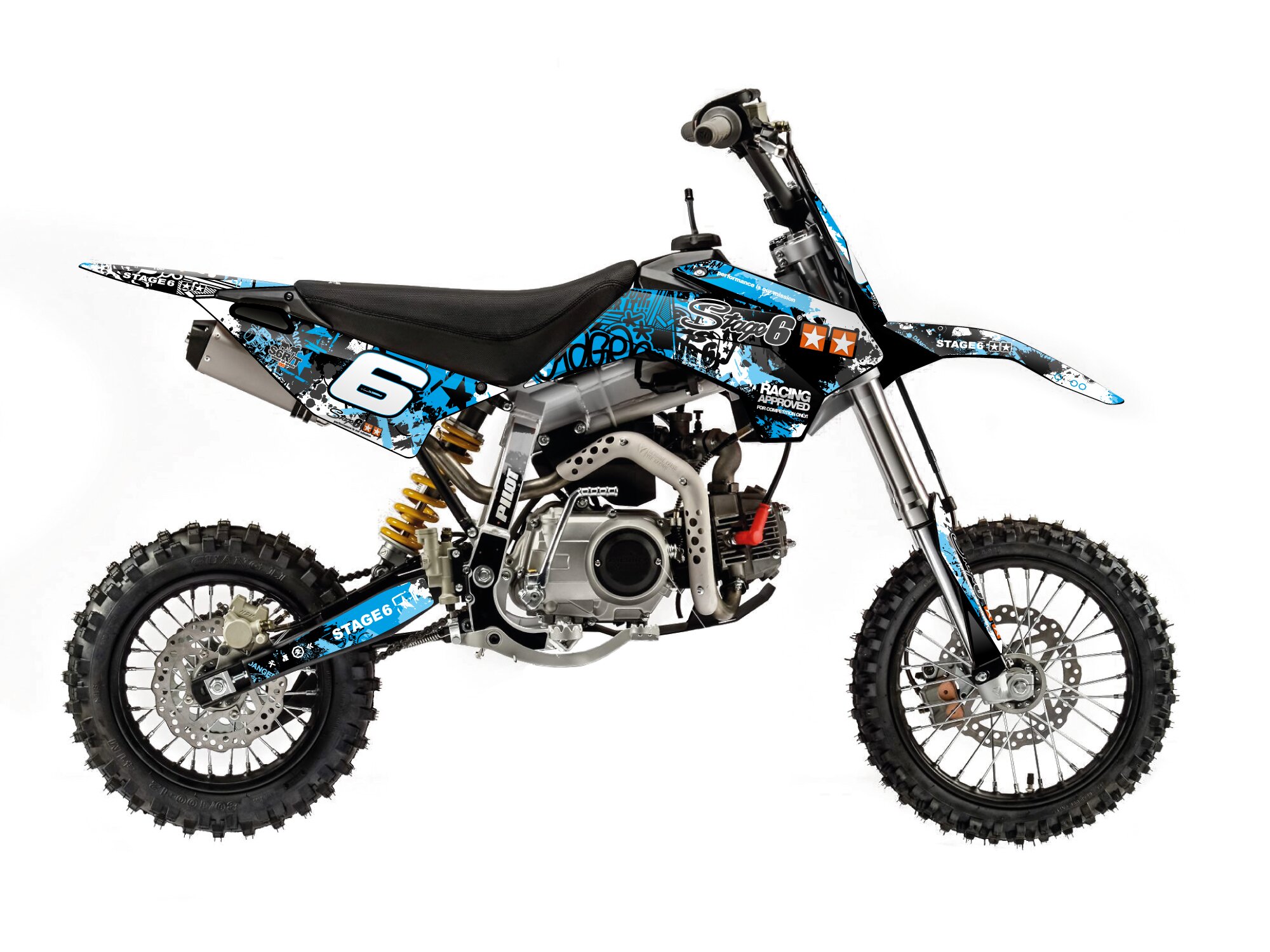 Kit déco Pit Bike YCF Pilot Stage6 bleu / noir
