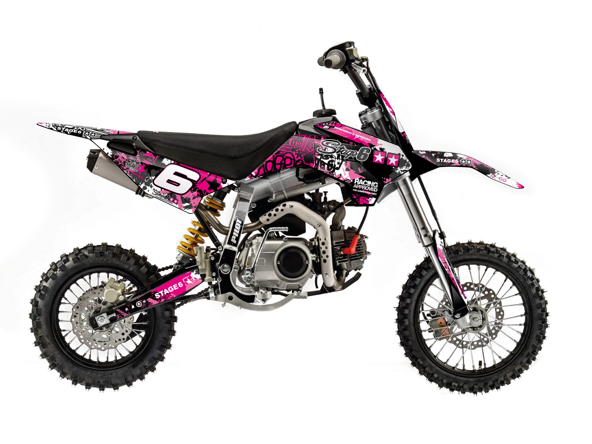 Kit déco Pit Bike YCF Pilot Stage6 rose / noir