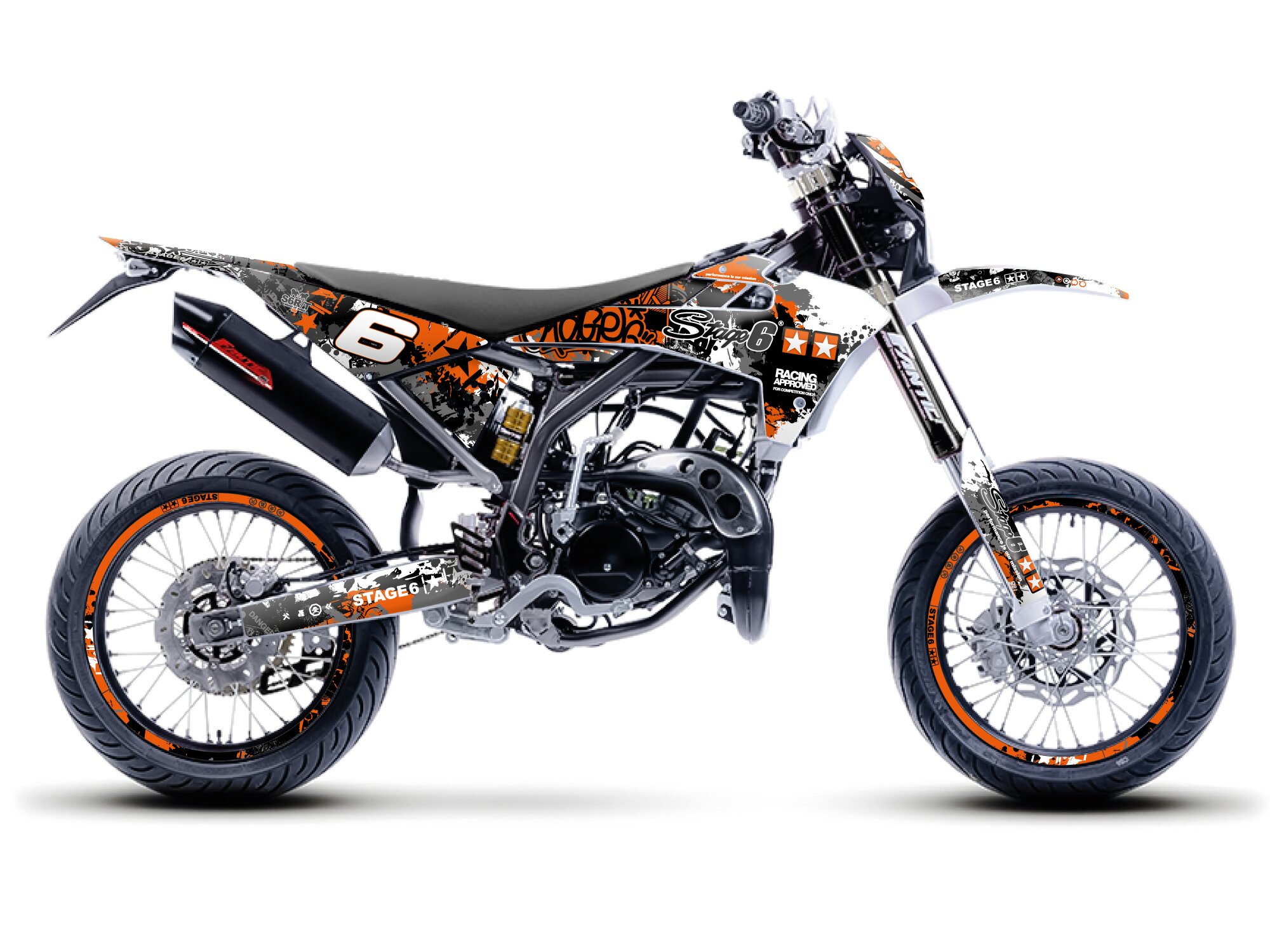 Kit déco Stage6 orange - blanc Fantic XM 50