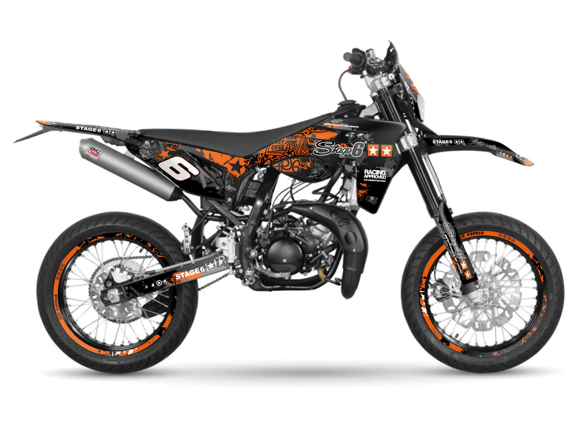 Kit déco Stage6 orange - noir Sherco SM 50