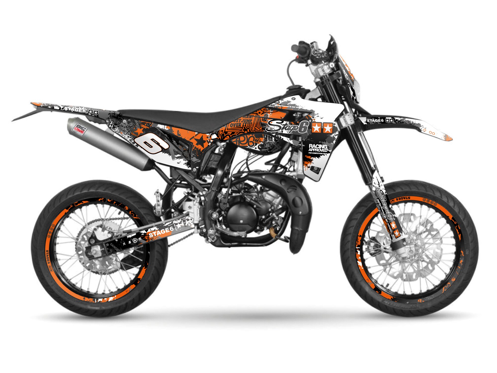 Kit déco Sherco SM-R 50 depuis 2018 Stage6 orange / blanc