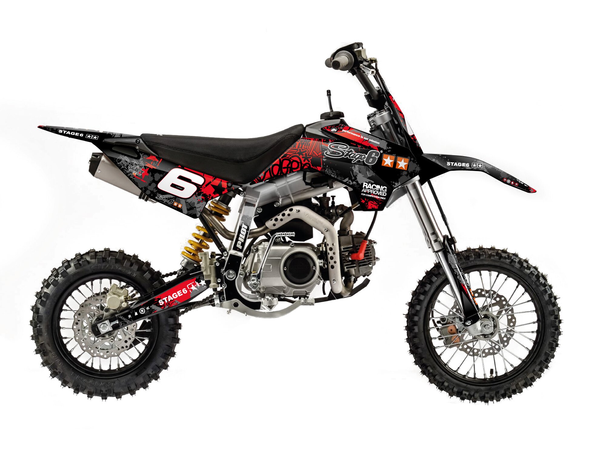 Kit déco Pit Bike YCF Pilot Stage6 rouge / noir