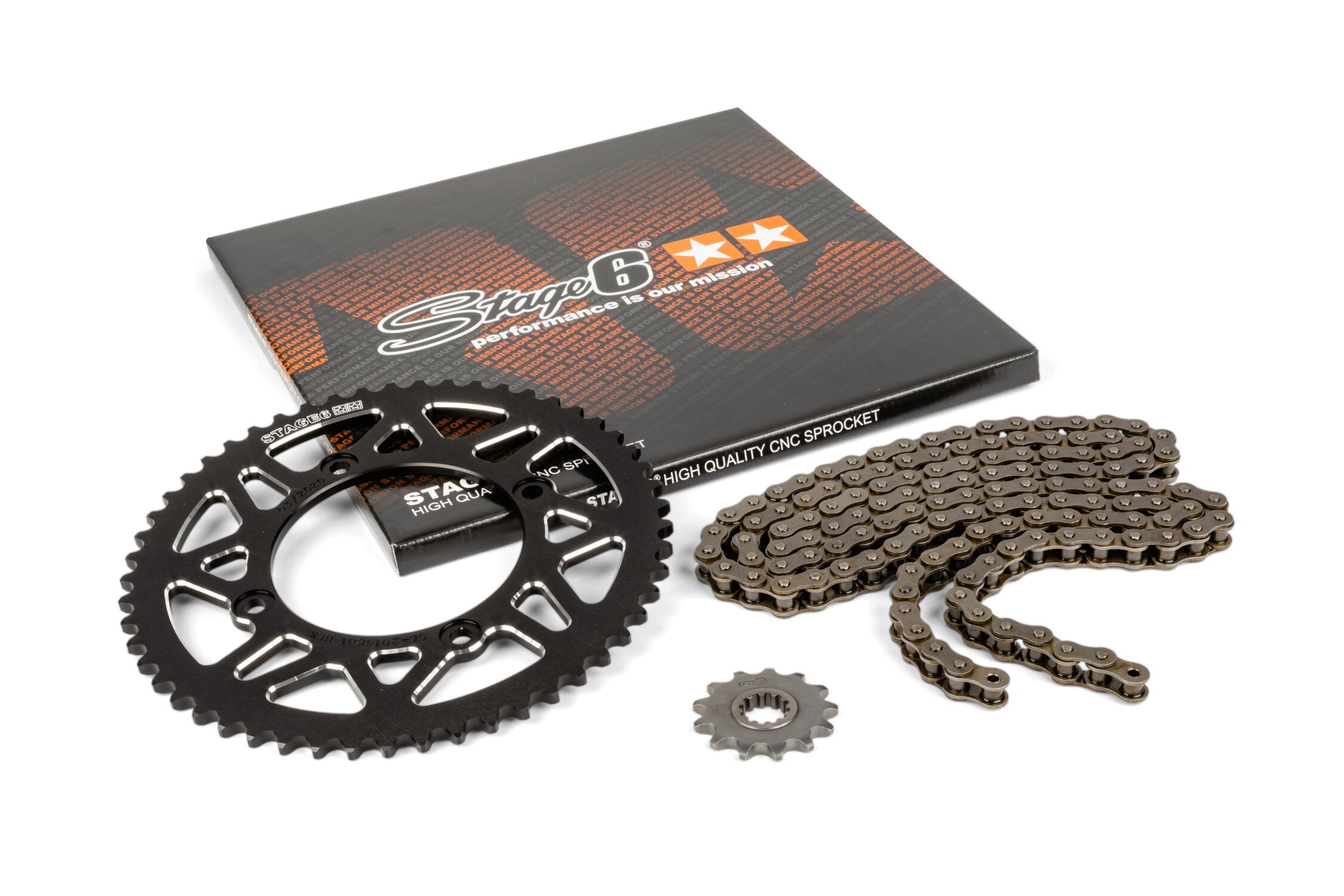 Kit chaîne 13x53 - 420 Stage6 alu CNC Noir Beta RR