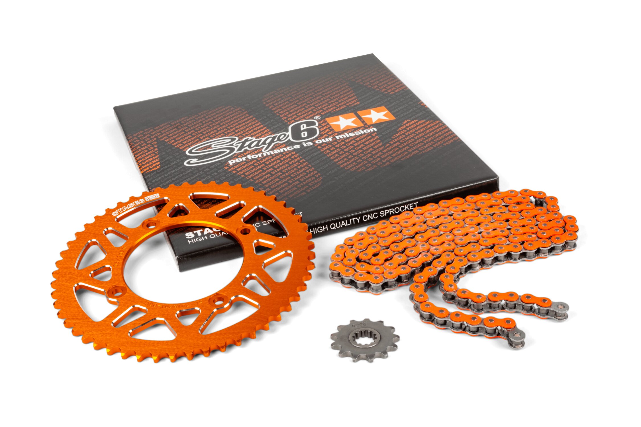 Kit chaîne 13x53 - 420 Stage6 alu CNC Orange Beta RR